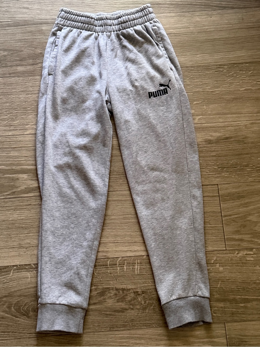 Puma Light Gray Men's Jogger Sweatpants with Black Logo